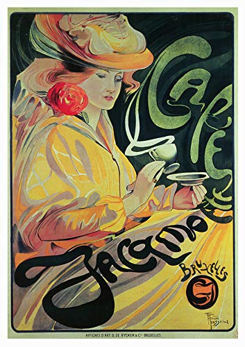 L Lumartos Vintage Poster Caf Jacqmotte Bruxelles