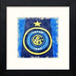 Inter Milan FC Badge in Black Wood frame, premium wall art print