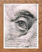 Vintage Poster Etch Eye in Wood frame, premium wall art print