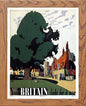 Vintage Poster Your Britain in Wood frame, premium wall art print
