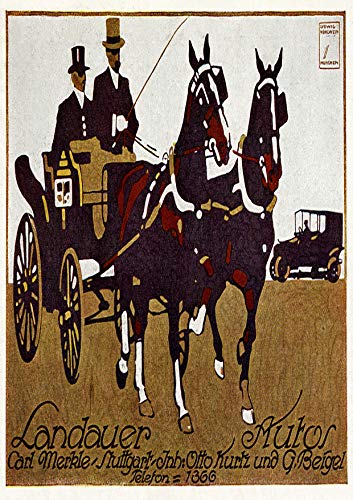 L Lumartos Vintage Poster Landauer Autos Carriages Automobiles Advertising
