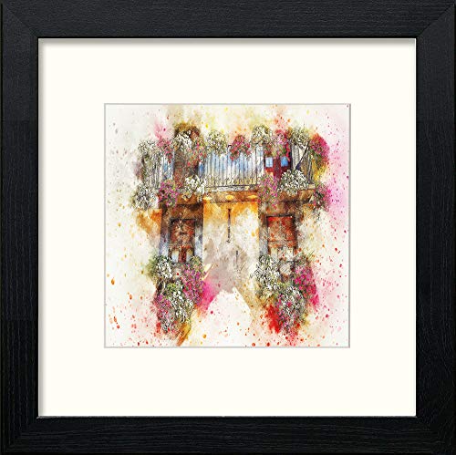 Nerja Cottage in Black Wood frame, premium wall art print