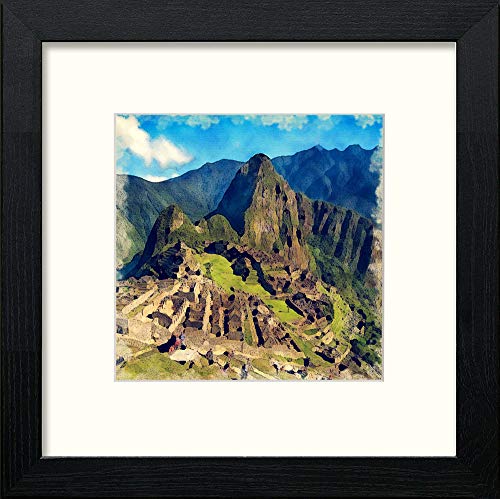 Machu Picchu in Black Wood frame, premium wall art print