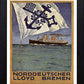 L Lumartos Vintage Poster Calendar Page For Norddeutscher Lloyd Bremena
