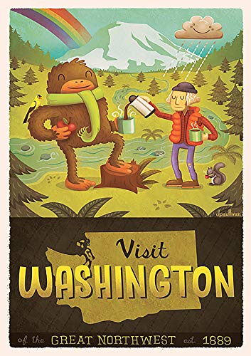 L Lumartos Vintage Poster Washington State Hiking Camping Nature