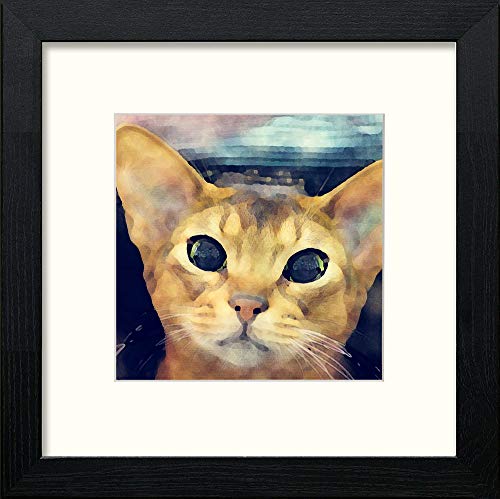 Oriental Cat in Black Wood frame, premium wall art print
