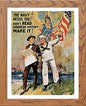 Vintage Poster The Navy Needs You in Wood frame, premium wall art print