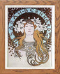 Vintage Poster Alphonse Mucha Sarah Bernhardtla Plume 1897 in Wood frame, premium wall art print