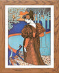 Vintage Poster Lestampe Moderne La Femme Au Paon in Wood frame, premium wall art print