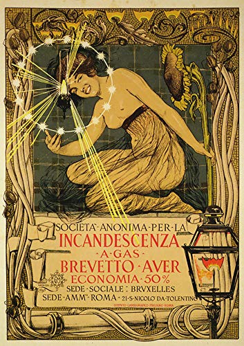 L Lumartos Vintage Poster Societa Anonima Per La Incandescenza A Gas Roma
