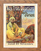 Vintage Poster Aux Trois Quartiers Tapis Dorient in Wood frame, premium wall art print