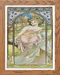 Vintage Poster Alphonse Mucha Eveil Du Matinmorning Awakening 1899 in Wood frame, premium wall art print