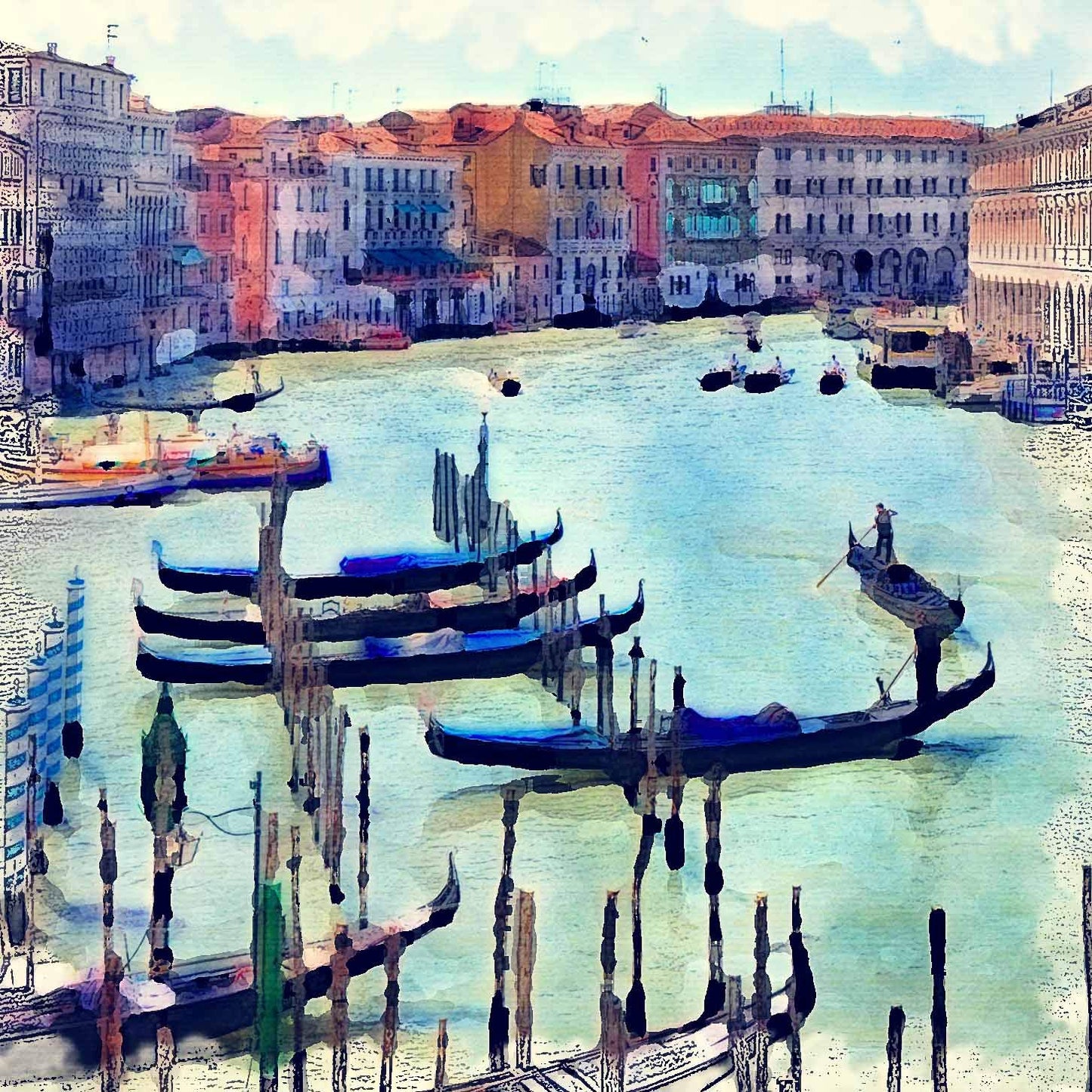 L Lumartos Italy Venice Grand Canal Gondolas Frame Print 0251