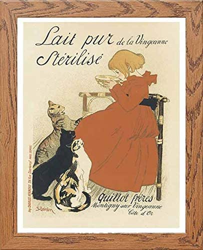 Vintage Poster Maf095 Lait Pur Sterilise Theophile Alexandre Steinlen in Wood frame, premium wall art print